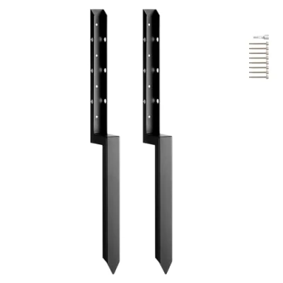 Afbeelding van VEVOR Reparatieset voor hekpaalanker, set van 2, binnendiameter 51 x mm, robuuste steunpalen hekpalen staal, ankergrondpen de reparatie scheve, gebroken houten