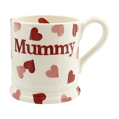Afbeelding van Emma Bridgewater Grote mok 1/2 pint, keramische koffiemok groot aardewerk mok, cappuccino, latte, koffie, theekop mooie kopjes, verjaardagscadeau roze hart