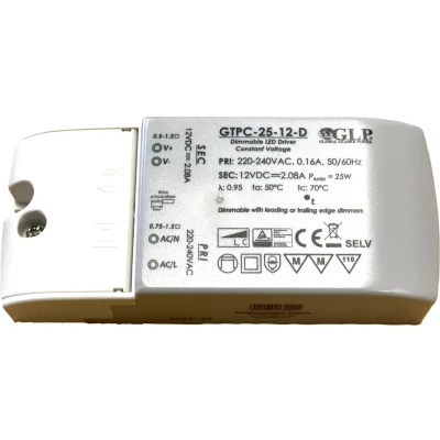 Afbeelding van GLP LED voedingsadapter dimbaar 12V 25W 2.08A geschikt voor verlichting