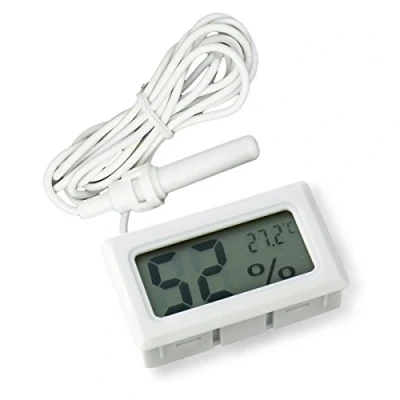 Afbeelding van ARCELI 2 in 1 digitaal lcd embedded thermometer, hygrometer met externe voor reptielen, incubator, aquarium en gevogelte, wit