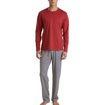 Afbeelding van Calida Relax Streamline Long Pyjama Rood patroon katoen Medium Heren