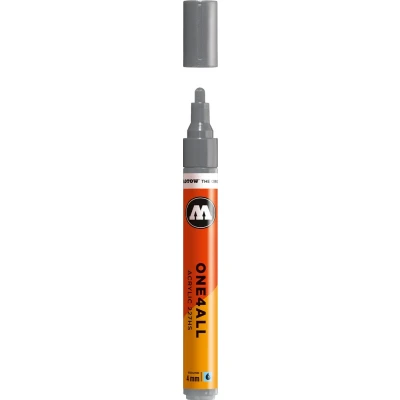 Afbeelding van Molotow ONE4ALL 4mm Acryl Marker Donkergrijs Geschikt voor vele oppervlaktes zoals canvas, hout, steen, keramiek, plastic, glas, papier, leer...