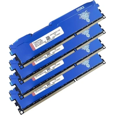Afbeelding van DDR3 32GB Kit (8GBx4) Desktop RAM 1600MHz PC3 12800 UDIMM Non ECC Unbuffered 1.5V 2Rx8 Dual Rank 240 Pin CL11 PC Geheugen Computer Memory Upgrade Geheugenmodule (Blauw)
