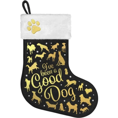 Afbeelding van Plenty gifts Kerstsok good dog zwart