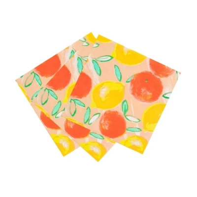 Afbeelding van Zomerpapier Wegwerp Tropische Servetten Citroen &amp; Sinaasappels Citrus Design, Kleurrijke Papieren Serviettes voor Decoupage Feesttafeldecoraties Alfresco Dineren Picknick, BBQ Essentials, Pack