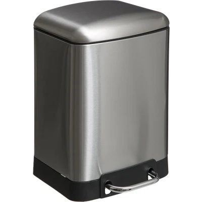 Afbeelding van 5Five Prullenbak/pedaalemmer zilver metaal 6 liter 23 x 22 32 cm toilet/badkamer Pedaalemmers