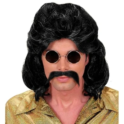 Afbeelding van Widmann Pruik, 70s Man Zwart Carnavalskleding Verkleedkleding
