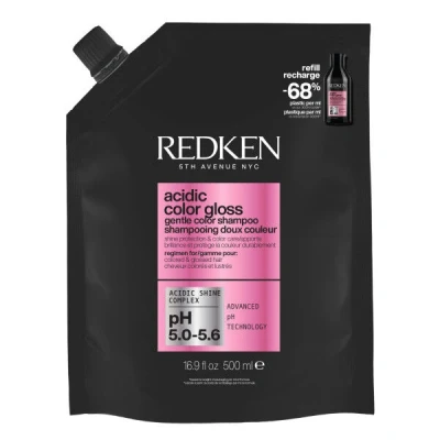 Afbeelding van Redken Acidic Color Gloss Shampoo Refill voor Gekleurd Haar Geeft Glans en Beschermt Haarkleur 500 ml