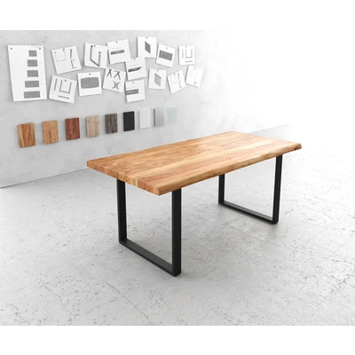 Afbeelding van eettafel Edge acacia natuur 180x90 XL skidframe zwart Live