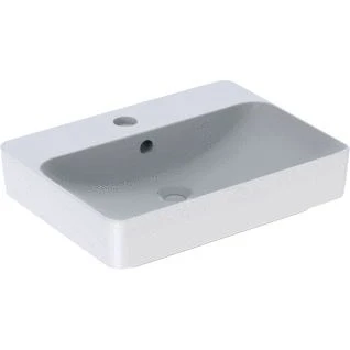 Afbeelding van Geberit variform wastafel opzet 1x waskom kraangat midden overloop keramiek vuilafstotend 600 x 450 158mm bxdxh wit 500 780 00 2
