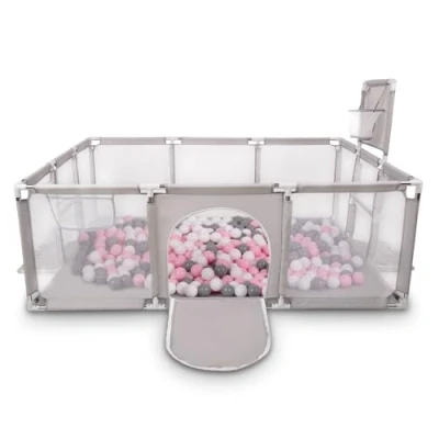 Afbeelding van Selonis Grote Speeltuin Met Plastic Ballen Babybox, Grijs:Wit/Grijs/Poederroze,400