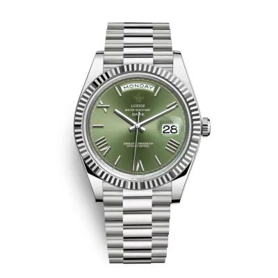 Afbeelding van Nibosi Luxe Herenhorloge Polshorloge Heren Cadeau Horloge Geschenkdoos Mannen Zilver Groen RVS Romeinse Cijfers