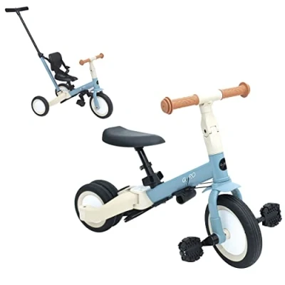 Afbeelding van Olmitos Gyro 5 in 1 meegroeiende babydriewieler kinderfiets van tot jaar driewieler fiets, met of zonder pedalen aanpasbaar en transformeerbaar (blauw)