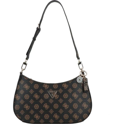 Afbeelding van GUESS Schoudertas Noelle Top Zip Shoulder Bag Mocha Logo Donkerbruin