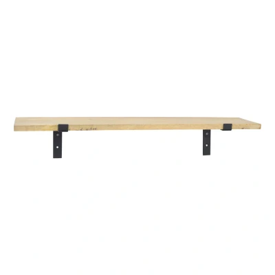 Afbeelding van LOFT42 Wally Wandplank met Mangohout Zwart Industrieel 1,6x70x16