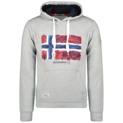 Afbeelding van Geographical Norway Gpalm Heren Hoodie kangoeroezak Sweatshirt Logo Pullover Hood Hoody Warm Lange Mouwen Lente Zomer Herfst Winter (Lichtgrijs 2XL), Lichtgrijs, XXL
