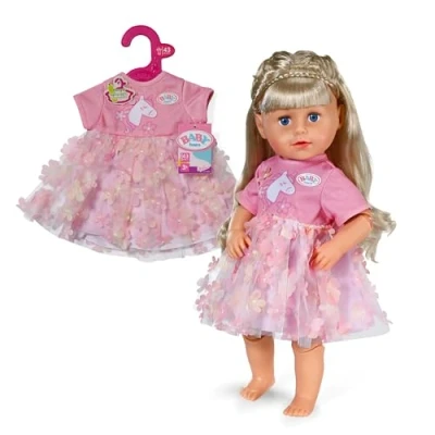 Afbeelding van BABY born Bloemenjurk met eenhoorn 43 cm, poppenjurk voor cm poppen, 839393 Zapf Creation