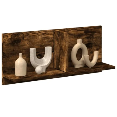 Afbeelding van Wandkast 70x16,5x30 cm bewerkt hout gerookt eikenkleurig