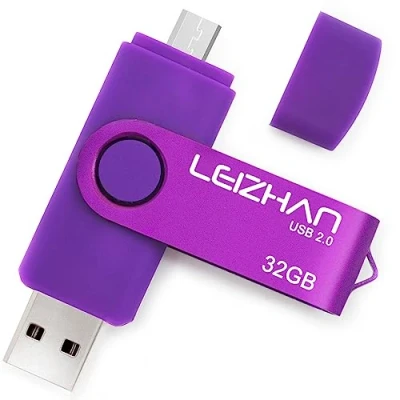 Afbeelding van LEIZHAN USB Stick 32GB Micro 2 in 1 OTG Flash Drive Pen voor telefoon pc (32GB, Purper)