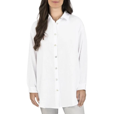 Afbeelding van DENIMFY Dames Overhemd DFMathilda bequem Wit S/M Volwassenen gemaakt van 100% katoen