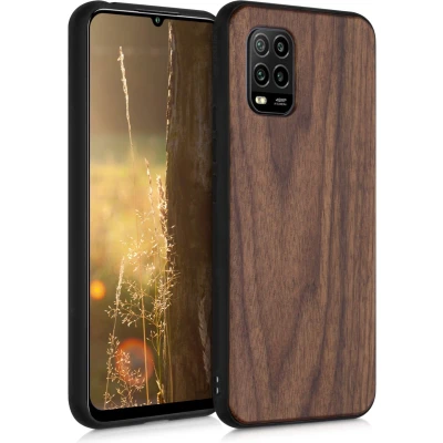 Afbeelding van kwmobile telefoonhoesje geschikt voor Xiaomi Mi 10 Lite (5G) Hoesje met bumper in donkerbruin Backcover walnoothout