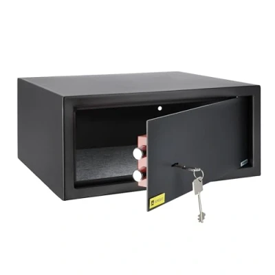 Afbeelding van Homesafe HV24K Veilig sleutelslot, 20x44,2x38cm (HxBxD), Carbon Satijn Zwart, Beveiligingskluis voor Laptop Notebook Digitale Media, Sieraden of Geld
