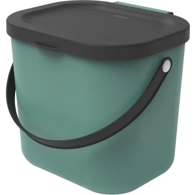 Afbeelding van Rotho Albula Bioafvalbak 6l met deksel en handvat voor de keuken, Kunststof (PP) BPA vrij, donkergroen/antraciet, (23.5 x 20.0 20.8 cm)