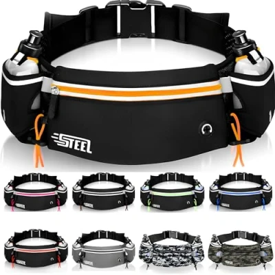 Afbeelding van Hardloopriem, sportheuptas met zachte drinkfles, flessenhouder, waterdicht, voor heren en dames, smartphone, iPhone, Samsung Galaxy, comfortabel, joggen, hardlopen, wandelen, fietsen (oranje),