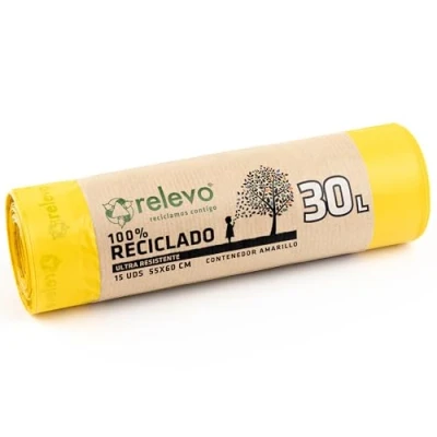 Afbeelding van Relevo 100% gerecyclede vuilnis, extra sterk, 30 L, 15 zakken