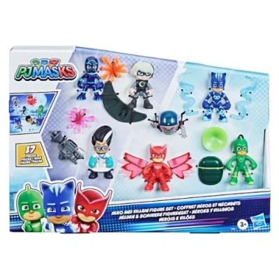 Afbeelding van PJ Masks Hero and Villain Figure Set Preschool Toy, 7 Action Figures with 10 Accessories, Ages 3 Up