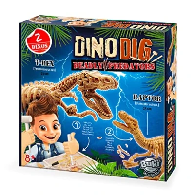 Afbeelding van BUKI 2139 Dino Dig Tyrannosaurus en Velociraptor