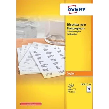 Afbeelding van Avery 23521 200 Kopieeretiketten Ft 70 X 37 Mm (b H), 4800 Etiketten, Wit Etiket