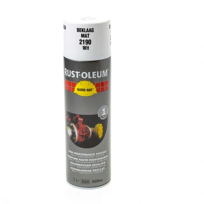 Afbeelding van Rust oleum hard hat deklaag ral hoogglans, 500 ml, mat wit, , 2190, spuitbus