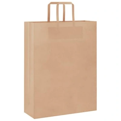 Afbeelding van vidaXL papieren kraftzakken 50 st met hengsels 32x12x42 cm bruin, zak, cadeauzak, kraft zak