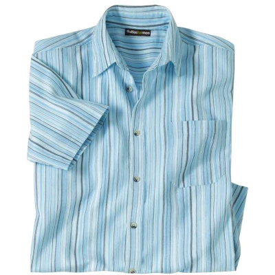 Afbeelding van ATLAS FOR MEN Gestreept overhemd van crêpestof Athena Heren Verkrijgbaar in grote maten 3XL