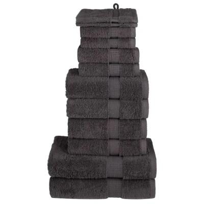 Afbeelding van vidaXL 12 delige Handdoekenset 600 g/m² 100% katoen antracietkleurig