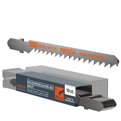 Afbeelding van Presch Decoupeerzaagbladen Hout 10 st. Snelle, grove bochtsnede (5 50 mm) Duurzame T schacht Zaagbladen voor alle decoupeerzagen spaanplaten, zachthout, MDF en nog veel meer