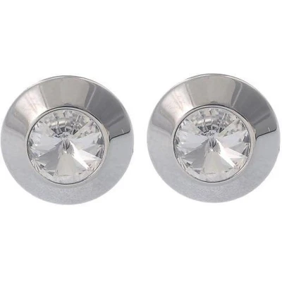 Afbeelding van Behave Oorbel steker metaal 10mm, bewerkt met swarovski steen 6mm lengte en blinkend