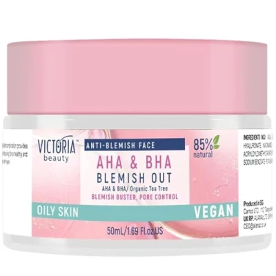 Afbeelding van Victoria Beauty Blemish Out Anti Pimple Face Cream puistjes gezichtscrème met glycolzuur (AHA), salicylzuur (BHA), zink, niacinamide en tea tree olie 50 ml Vegan