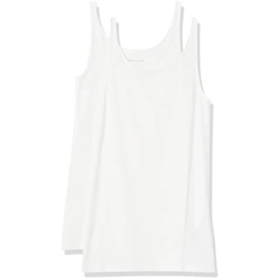 Afbeelding van Amazon Essentials 2 Pack dunne riem tank voor dames,Wit/Wit,XS S