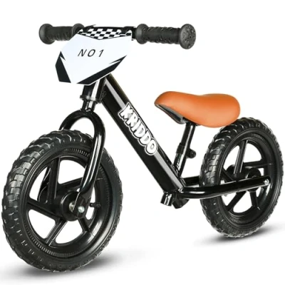 Afbeelding van KRIDDO Loopfiets voor peuters van 2 jaar, leeftijd 18 maanden tot 5 jaar oud, 12 inch push bike met individuele plaat (3 sets stickers inbegrepen), cadeau 3 jongens en meisjes, Zwart