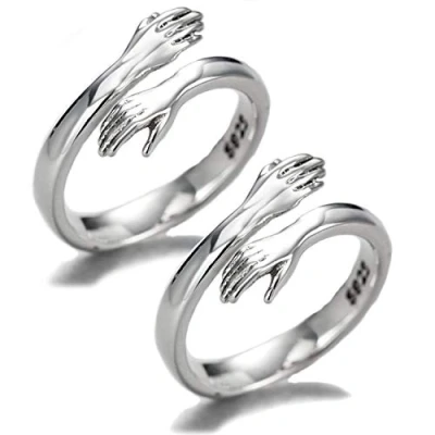 Afbeelding van Wonvin 925 sterling zilver omarmingsringen voor vrouwen, I Love You Forever, Mother, gegraveerde open ring
