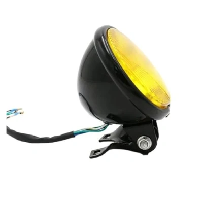 Afbeelding van Motorkoplamp Universele 5 &quot;Retro Metalen Motorfiets Koplamp Halogeen Hoofd Lamp Retro Voor Cafe Racer Bobber Chopper CG125 GN125 Voor(Geel)