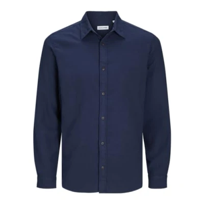 Afbeelding van JACK&amp;JONES PLUS Heren Jjjoshua Fall Flannel Shirt Ls Pls Vrijetijdshemd, Navy Blazer/Detail: solid, 3XL