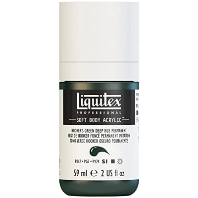 Afbeelding van Liquitex 1959225 Professionele Acrylverf Soft Body Kunstenaarsverf in romig dekkende consistentie, hoge pigmentatie, lichtecht &amp; verouderingsbestendig, 59ml flesje Hookers Green Dark Perm. Imit.