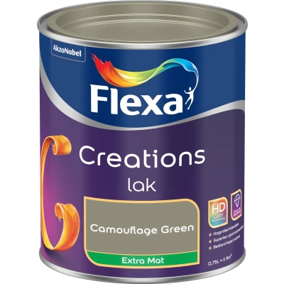 Afbeelding van flexa creations lak extra mat camouflage green 0.75 ltr