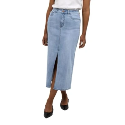 Afbeelding van Kaffe Sinem HW Kokerrok, Dames, Maat: 42, Light blue washed denim
