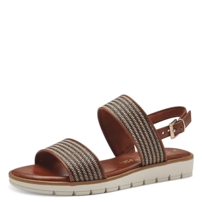 Afbeelding van MARCO TOZZI Wedge Sandal by Guido Maria Kretschmer 2 28605 42 dames, Cognac Comb, 38 EU