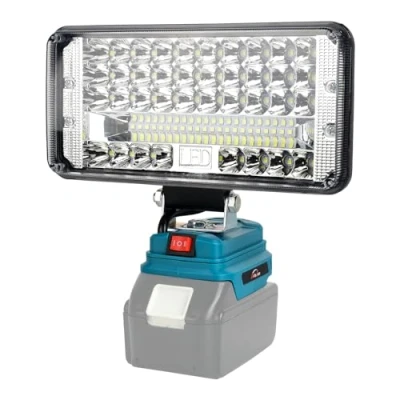 Afbeelding van AUTOJARE Acculamp voor Makita, 18 V, 90 W, draadloze led werklamp, accu, 7500 lumen, draagbare schijnwerper, 2 helderheidsinstellingen, bouwplaatslamp met USB opladingen (7 inch, geen accu)