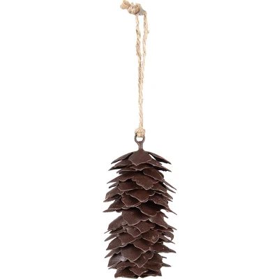Afbeelding van Clayre &amp; Eef Hanger Dennenappel 11 cm Bruin Ijzer Woondecoratie